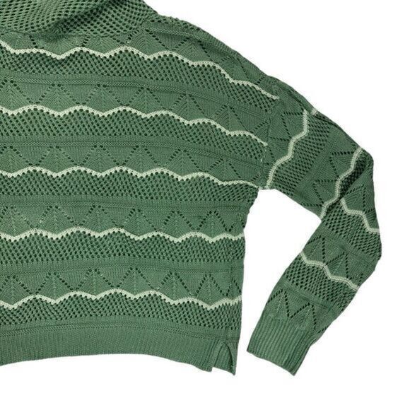 Ultra Flirt Beach Hoodie Women Sz Large Green Long Sleeve Open Knit Pull Over - Picture 8 of 14